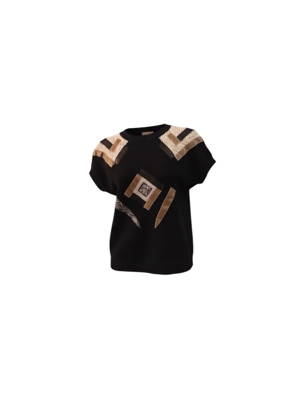 Vintage Black & Gold Geometric Knit Sweater